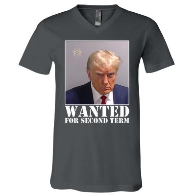 Trump Mugshot Wanted For Second Term V-Neck T-Shirt