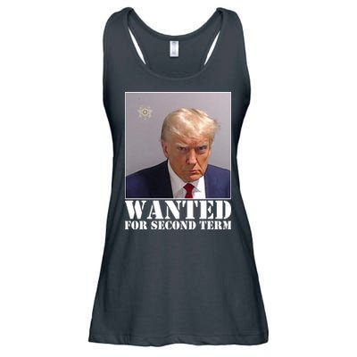 Trump Mugshot Wanted For Second Term Ladies Essential Flowy Tank