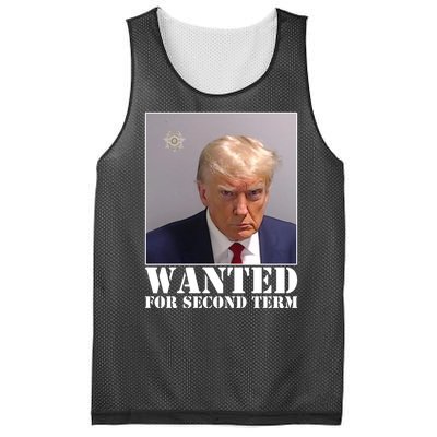 Trump Mugshot Wanted For Second Term Mesh Reversible Basketball Jersey Tank