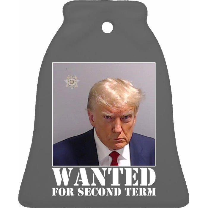 Trump Mugshot Wanted For Second Term Ceramic Bell Ornament