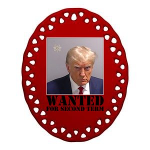 Trump Mugshot Wanted For Second Term Ceramic Oval Ornament