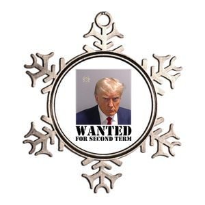 Trump Mugshot Wanted For Second Term Metallic Star Ornament