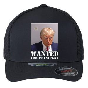 Trump Mugshot Wanted For President Flexfit Unipanel Trucker Cap