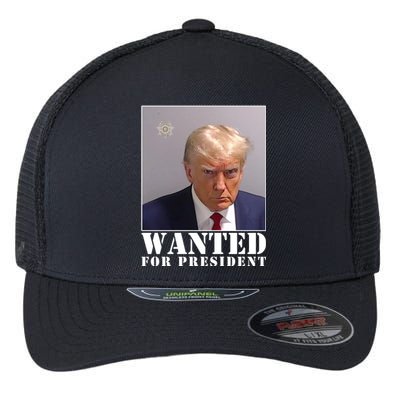 Trump Mugshot Wanted For President Flexfit Unipanel Trucker Cap