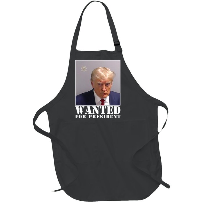 Trump Mugshot Wanted For President Full-Length Apron With Pockets