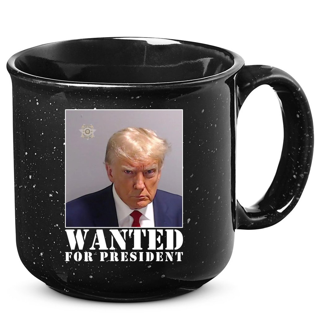 Trump Mugshot Wanted For President 15oz Campfire Ceramic Mug