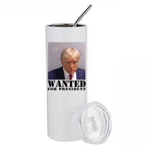 Trump Mugshot Wanted For President Stainless Steel Tumbler