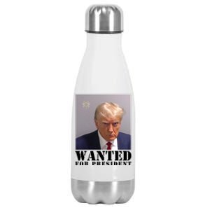 Trump Mugshot Wanted For President Stainless Steel Insulated Water Bottle