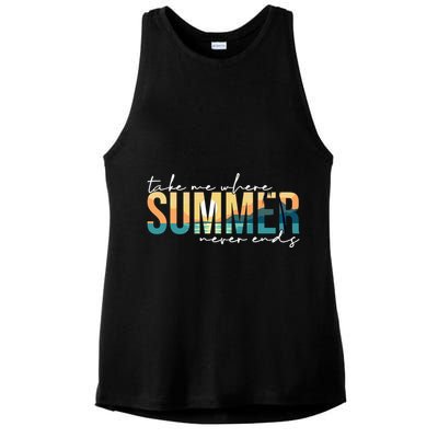 Take Me Where Summer Never Ends Ladies PosiCharge Tri-Blend Wicking Tank