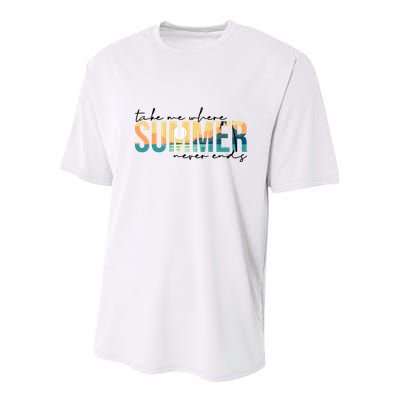 Take Me Where Summer Never Ends Youth Performance Sprint T-Shirt