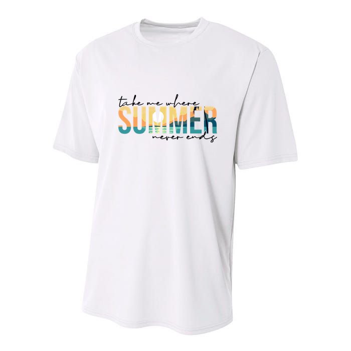 Take Me Where Summer Never Ends Youth Performance Sprint T-Shirt