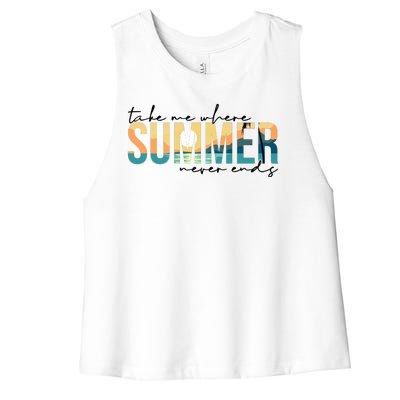 Take Me Where Summer Never Ends Women's Racerback Cropped Tank