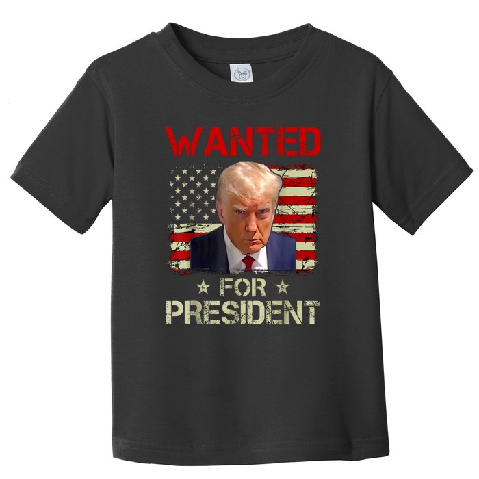 Trumps Mugshot Wanted For A Second Term 2024 President Gift Toddler T-Shirt