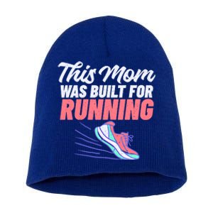 This Mom Was Built For Running Mother Marathon Runner Gift Short Acrylic Beanie