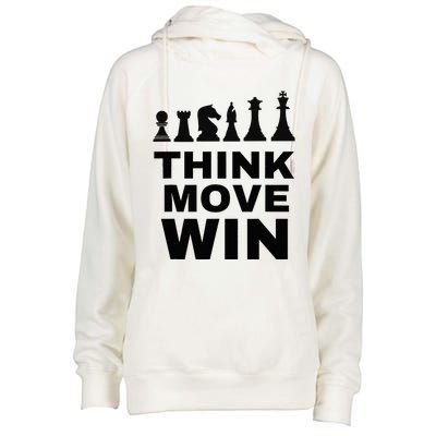 Think Move Win Chess Player Chess Board Womens Funnel Neck Pullover Hood