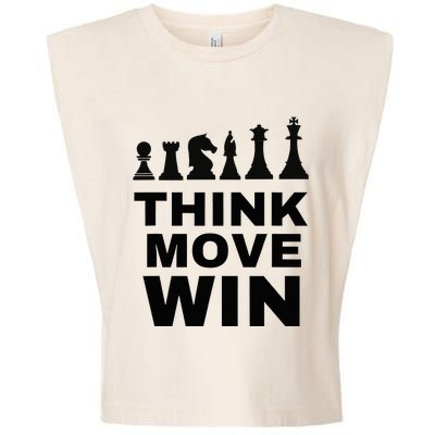 Think Move Win Chess Player Chess Board Garment-Dyed Women's Muscle Tee