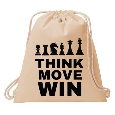 Think Move Win Chess Player Chess Board Drawstring Bag