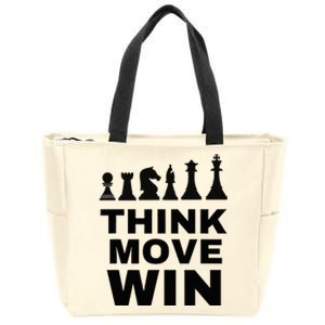 Think Move Win Chess Player Chess Board Zip Tote Bag