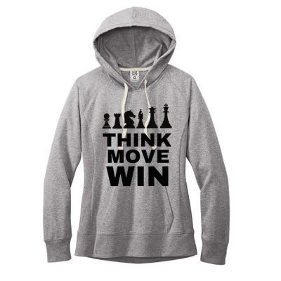 Think Move Win Chess Player Chess Board Women's Fleece Hoodie