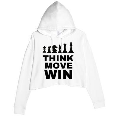 Think Move Win Chess Player Chess Board Crop Fleece Hoodie