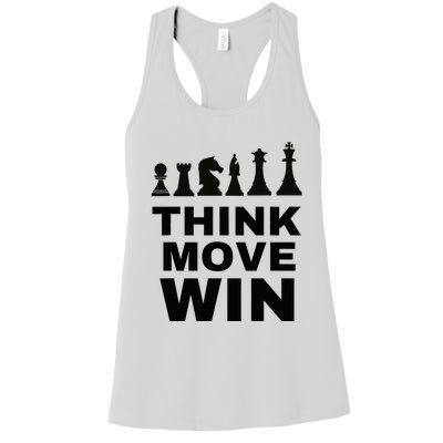 Think Move Win Chess Player Chess Board Women's Racerback Tank