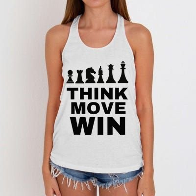 Think Move Win Chess Player Chess Board Women's Knotted Racerback Tank