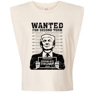 Trump Mugshot Wanted For Second Term 2024 Garment-Dyed Women's Muscle Tee