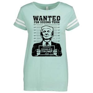 Trump Mugshot Wanted For Second Term 2024 Enza Ladies Jersey Football T-Shirt