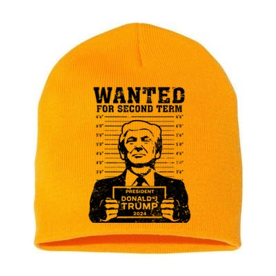 Trump Mugshot Wanted For Second Term 2024 Short Acrylic Beanie