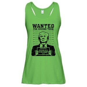 Trump Mugshot Wanted For Second Term 2024 Ladies Essential Flowy Tank