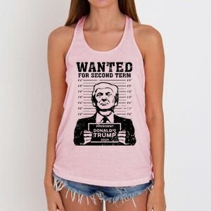 Trump Mugshot Wanted For Second Term 2024 Women's Knotted Racerback Tank