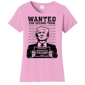 Trump Mugshot Wanted For Second Term 2024 Women's T-Shirt