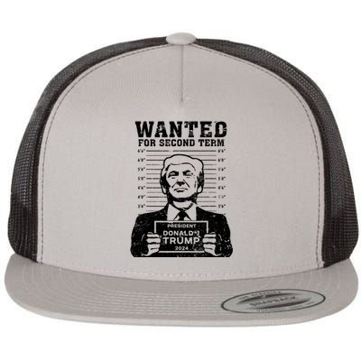 Trump Mugshot Wanted For Second Term 2024 Flat Bill Trucker Hat