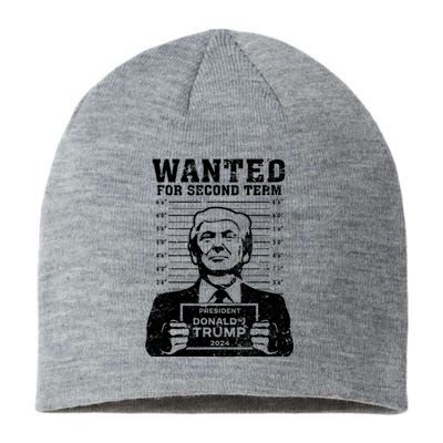 Trump Mugshot Wanted For Second Term 2024 Sustainable Beanie