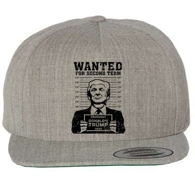 Trump Mugshot Wanted For Second Term 2024 Wool Snapback Cap