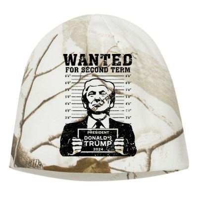 Trump Mugshot Wanted For Second Term 2024 Kati - Camo Knit Beanie