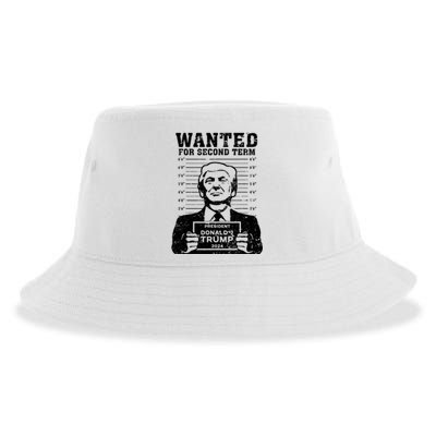 Trump Mugshot Wanted For Second Term 2024 Sustainable Bucket Hat