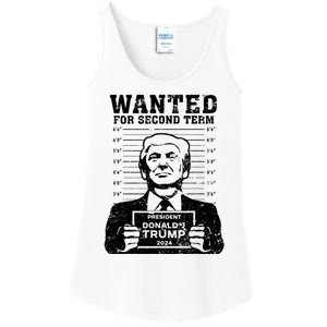 Trump Mugshot Wanted For Second Term 2024 Ladies Essential Tank