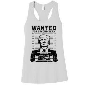 Trump Mugshot Wanted For Second Term 2024 Women's Racerback Tank