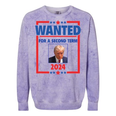 Trumps Mugshot Wanted For A Second Term 2024 President Colorblast Crewneck Sweatshirt