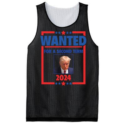 Trumps Mugshot Wanted For A Second Term 2024 President Mesh Reversible Basketball Jersey Tank