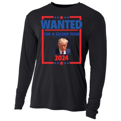 Trumps Mugshot Wanted For A Second Term 2024 President Cooling Performance Long Sleeve Crew