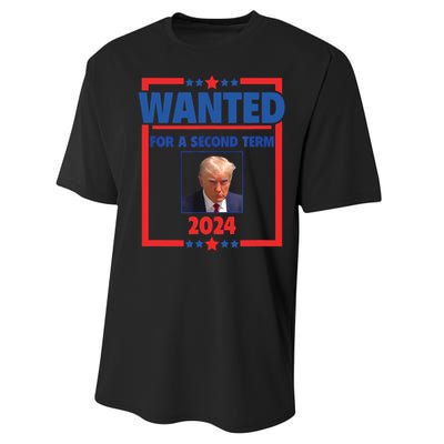 Trumps Mugshot Wanted For A Second Term 2024 President Performance Sprint T-Shirt