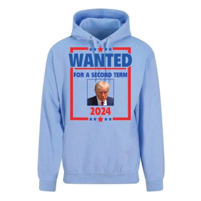 Trumps Mugshot Wanted For A Second Term 2024 President Unisex Surf Hoodie