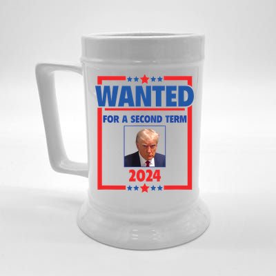 Trumps Mugshot Wanted For A Second Term 2024 President Beer Stein