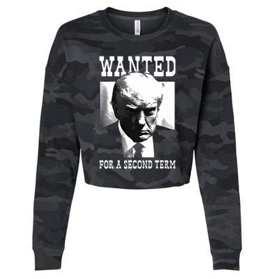 Trump Mugshot Wanted For Second Term 2024 5887 Cropped Pullover Crew