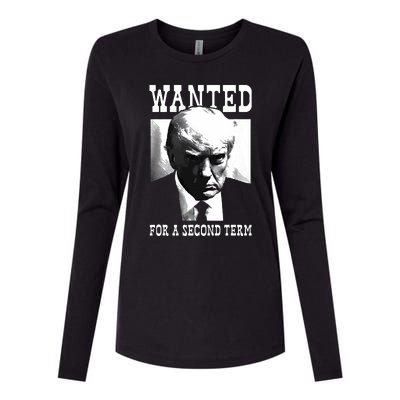 Trump Mugshot Wanted For Second Term 2024 5887 Womens Cotton Relaxed Long Sleeve T-Shirt