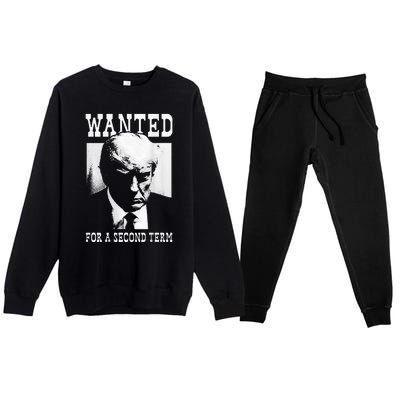 Trump Mugshot Wanted For Second Term 2024 Premium Crewneck Sweatsuit Set