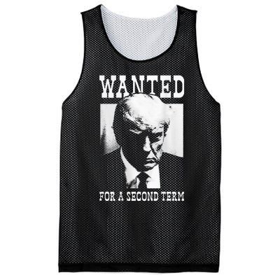 Trump Mugshot Wanted For Second Term 2024 Mesh Reversible Basketball Jersey Tank