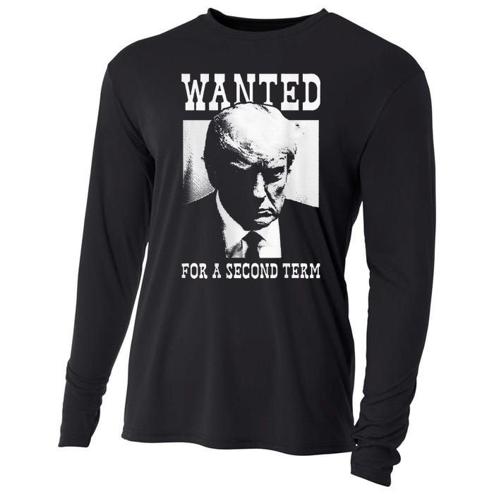 Trump Mugshot Wanted For Second Term 2024 Cooling Performance Long Sleeve Crew